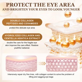 Eye Cream Against Wrinkles with Collagen, 20 g Dark Circles Remove + 5 Collagen Eye Pads, Reduces Swelling and Tightens the Skin Around the Eyes