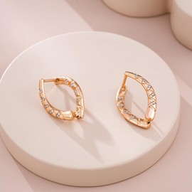 XUPING Huggie Earrings for Women Simple 18k Gold Plated Teardrop Hoop Earrings Cubic Zirconia Design Earrings Jewelry Gifts
