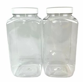 Truenova- Set of 2 x 4.5L X Large Plastic Storage Jars Kitchen/Garage Organisation & Large White Flat Lids