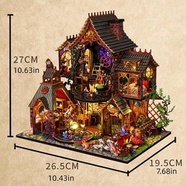 DIY Wooden DIY Miniature House Kit, Vintage DIY Miniature House Kit, 3D Puzzle, DIY Miniature Kit, Home Desktop Decor Micro Model, Thanksgiving Christmas Gift Set , Compact House Deshae