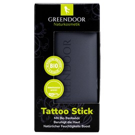 GREENDOOR Tattoo Pflege Stick Set 34g, Nachfüllsystem mit Case, Vegan, Dermatologisch getestet, Hülse aus unverwüstlichem ABS in Anthrazit