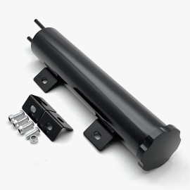 HRC 10" Radiator Overflow Tank Bottle Catch Can 2" Dia Stainless Steel 14oz Black