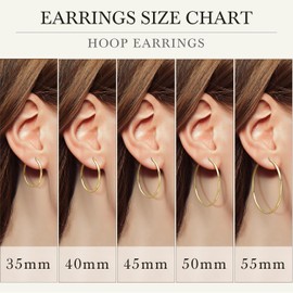 Fanglcy Gold Hoop Earrings 14K Gold Earrings for Women Thin Gold Hoop Earrings for Women Large Hoops Earring for Womens Slim Flowing Lines Lightweight Womens Earring Hoops 35/40/45/50/55mm (55mm)
