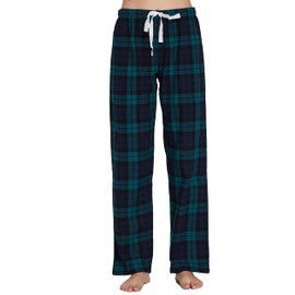 YINCOZI Women's 100% Cotton Super Soft Flannel Plaid Pajama/Lounge Pants,Green Black Plaid,X-Large