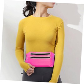 KICHOUSE Slim Waist Pack Running Belt for Phone Double Zippers Hiking Bag Phone Pouch (Rosy)