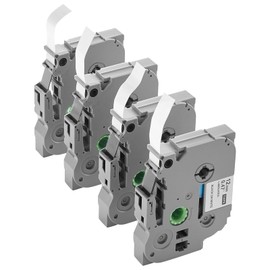 VEVOR Label Maker Tape, 4 Pack, 0.47 in / 12 mm Black on White Label Maker Refills Compatible for Various Types of Brother P-Touch Labelers, Durable & Long-Lasting, Replacement for Letra Tag TZe-231