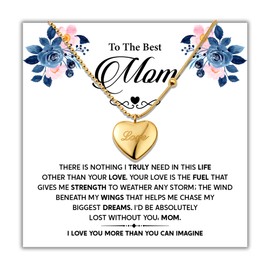 XanXara To My Mom Loving Heart Necklace for Mothers day gifts for mom- Best Mom Gifts from daughter and son, Mom Birthday, Christmas and Valentines gift for mom, Gold Heart necklace for mother with