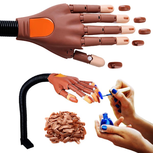 VITCHELO - Mano de Practica para Uñas Acrílicas y Incluye 200 Postizas Acrilicas - Mejora su Creatividad con este Kit Manicure - Dedos de Practica uñas Acrilico Nails