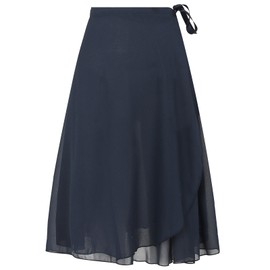 Deesorxin Ballet Skirt for Women Long Wrap Skirt Sheer Dance Costumes with Adjustable Waist tie for Adult Ladies Big Girls Navy Blue