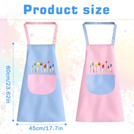 RCYHCY Children's Painting Apron, Pack of 2 Painting Gowns for 6-12 Years, Girls, Boys, Waterproof Painting Coat, Craft Apron with Big Pockets for School, Art, Painting, Cooking, Blue and pink