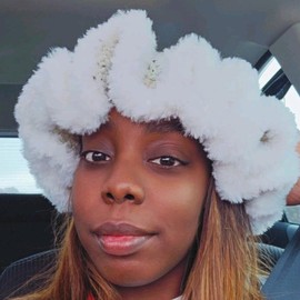 JenksCrochetLLC Hamdmade Crochet fluffy ruffle hat - Colour: white