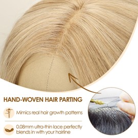 AISI HAIR Blonde Wig for Women Medium Length Wave Curly Glueless Synthetic Heat Resistant Hair Wigs for Daily Party Cosplay