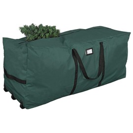 Primode Rolling Tree Storage Bag, Fits Up to 9 ft. Disassembled Holiday Tree, 28" Height X 16" Wide X 60" Long, Extra Large Heavy Duty Storage Container with Wheels and Handles (Green)