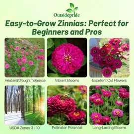 Outsidepride Purple Prince Zinnia Seeds - 1000 Pcs Annual, Low Maintenance and Long-Blooming, Flower Seeds for Planting w/Aesthetic Wide Purple Blooms, Ideal for Cut Flowers & Pollinator Gardens