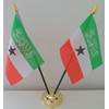 Somaliland 2 Flag Desktop Table Display With Gold Base