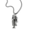 COOLSTEELANDBEYOND Extra Large Mens Fish Skeleton Bone Pendant Necklace Steel
