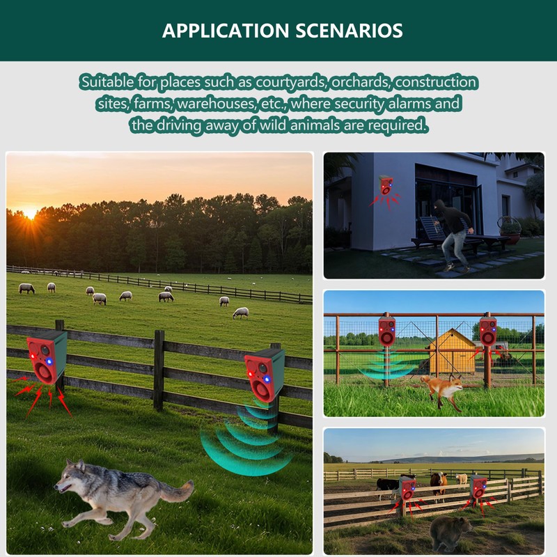 Comboss Solar Outdoor Motion Sensor Alarm, 129dB Dog Barking &