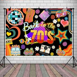 Lofaris Back to 70s Party Photography Backdrop Adults Disco Background 1970's Retro Disco Ball Let's Glow Crazy Neon Dance Night Photo Booth Props Banner Party Decor for Supplies 9x6ft