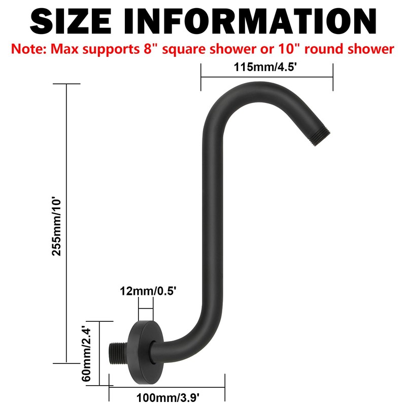 NearMoon S Shaped Shower Head Riser Pipe, Shower Extender Arm