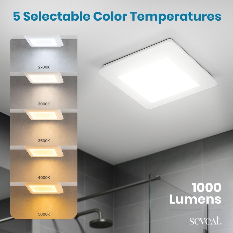 Seveat Bathroom Exhaust Fan with Light – 1000 Lumens, Dimmable,
