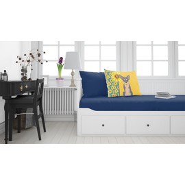 Caroline's Treasures WDK5368PILLOWCASE Summer Sunflowers Blue and White Chihuahua Fabric Standard Pillowcase Lightweight Super Soft Easy Care Decorative Artwork Pillowcase, Standard