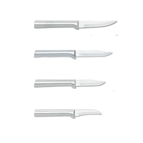 Rada Cutlery Paring Knives Starter Kit 4 Piece Stainless Steel Knife Set with Brushed Aluminum Handles Made in The USA