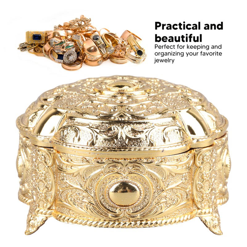 Metal Jewelry Box Innovative Light Luxury Shell Flower Round Trinket