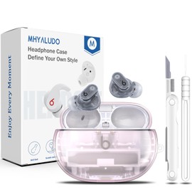 MHYALUDO Beat Studio Buds + (2023) / Beat Studio Buds 2021 Case Cover, Clear Soft TPU Transparent Military Grade Shockproof Protective Case with Cleaning Kit, Clear Pink