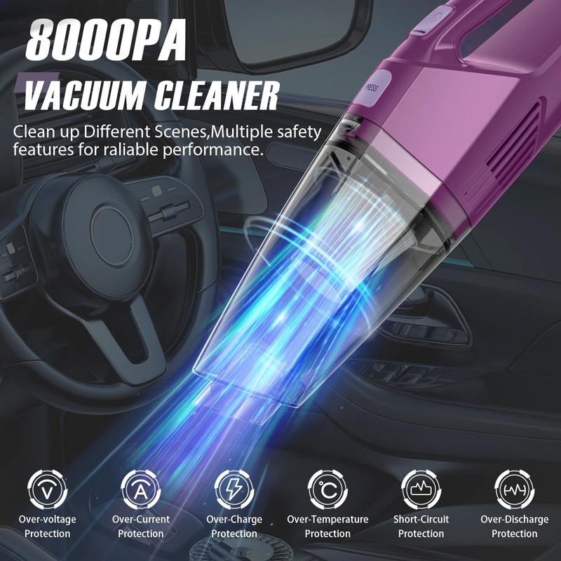 Bossdan Handheld Vacuum Cordless – Car Vac Portable with 8KPA