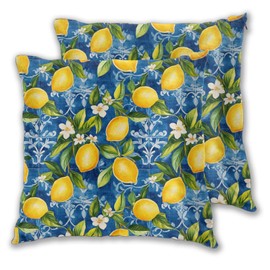 Xzyopcwx Yellow Lemons Pattern 2 Pack Throw Pillow Covers Sofa Cushions Covers Living Room Bedroom Bed Covers Car Lumbar Covers 18x18 Inches