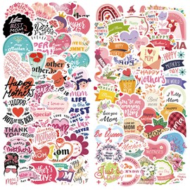 VERKSTAD 100PCS Mother's Day Stickers Pack, Waterproof Vinyl Decals for Water Bottles, Laptops, Holiday Party Favors