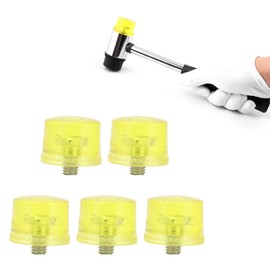 5Pcs Rubber Hammer Head Replacement, Hammer Head Replacement Rubber Hammer Head Replacement M8x1 Soft Transparent Yellow Striking Tip Accessory Set Kit (Φ30mm)