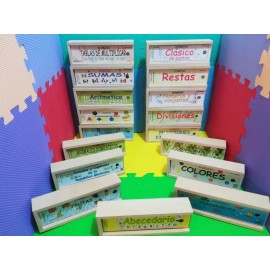 Domino Kit Con 10 Dominós De Madera Didácticos: 17 Modelos A Elegir