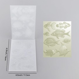 Briartw 3D Embossing Folder for Card Making,Ocean Fish Clear Plastic Texture Fades Embossing Folder Template for Scrapbooking and Other Paper Craft Album Stamps DIY Decoration