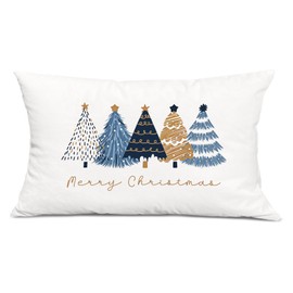 Navy Blue Christmas Decorations Christmas Tree Pillow Covers 20x12,Blue Christmas Decor,Christmas Trees Xmas Pillow Cases Cushion Covers,Royal Blue Christmas Decorations Pillow Covers for Bedroom