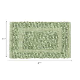 Jean Pierre New York 100% Chenille Cotton Skid Resistant Plush Bath Mat - 27"x45" Bathroom Rug - Sage Green