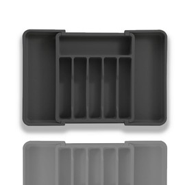 Odreddin Expandable Cutlery Drawer Organiser - Adjustable Telescopic Utensil Holder for Kitchen Drawers, Large & Small Space Saving Organizer Tray with Non-Slip Base (Black)