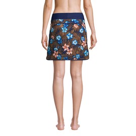 Lands' End - Falda de natación para mujer con cintura elástica de secado rápido, Deep Sea Navy Tropic Palm, 14