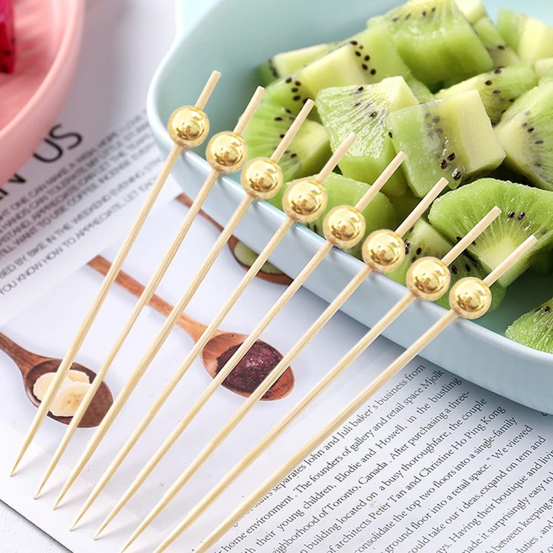 100Pack Cocktail Picks, Wooden Cocktail Toothpicks for Drinks Appetizers with
