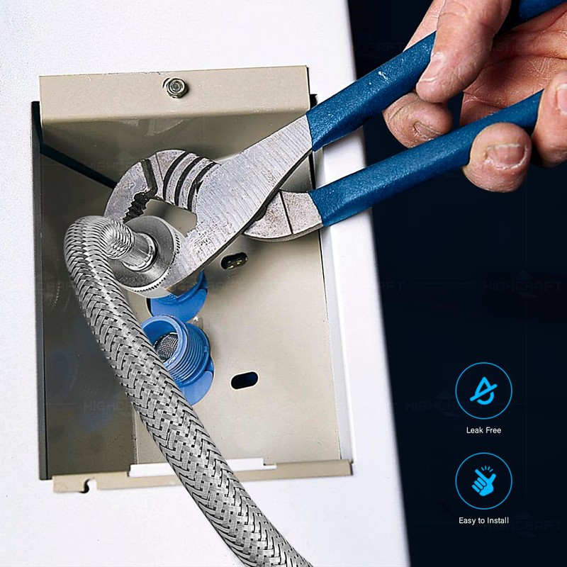 FlexCraft 25712PR-2 Stainless Steel Washing Machine Hose Connector Burst Proof,
