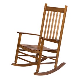 Shine Company Vermont Porch Rocker, High Back Wooden Rocking Chair, Light Oak