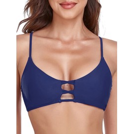 RELLECIGA Bikini triangular con tiras para mujer, Azul marino, XL