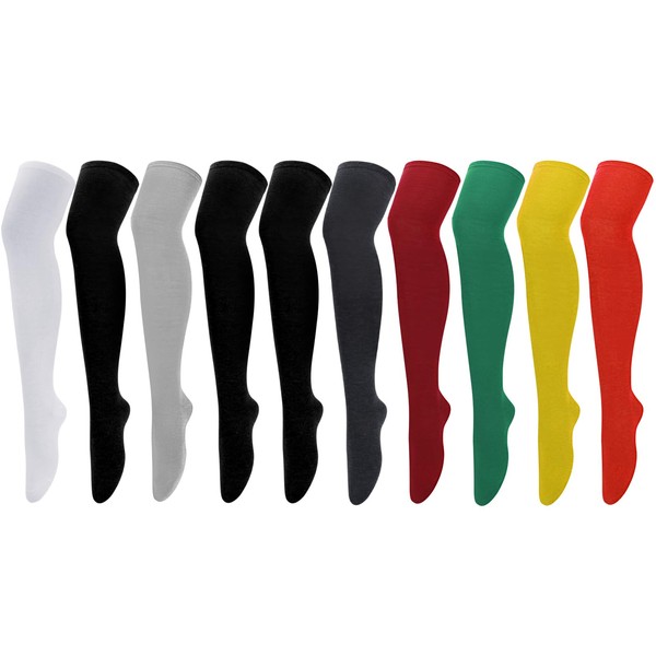 Hicdaw 10 Pair Long Socks Over Knee Thigh High Stockings