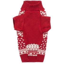 Red Christmas Reindeer Holiday Festive Dog Sweater for Puppy Small Dogs, X-Small (XS) Size