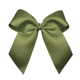 WD2U Girls Large 6" Grosgrain Knotted Hair Bow with Tails on French Clip Barrette (Olive Green)
