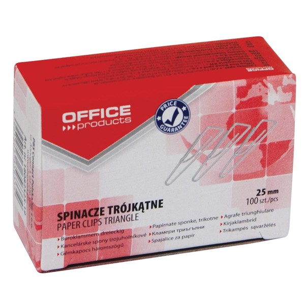 Office Products 18082525-19 Paper Clips Metal Paper Clips Triangular Silver/Nickel-Plated/Paper