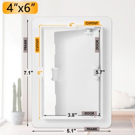Suteck Plumbing Access Panel for Drywall Ceiling 4 x 6 Inch Reinforced Plastic Wall Access Doors Removable Hinged White