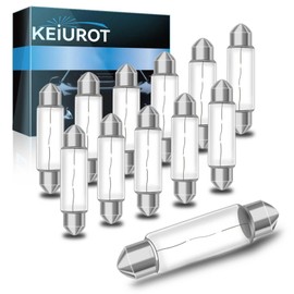 Keiurot Under Cabinet Light Bulbs T3 42MM Festoon Light Bulb, UnderCabinet Bulb 12V 10W Xenon Festoon Bulbs Boat Marine Ceiling Bath Lights 2700K,12Pack