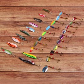 Fishing Lures Kit for Trout - 30pcs/Box Fishing Spoons Spinners Spoon Lures for Pike Variety Kit Hard Metal Fishing Baits Colorful Fishing Lure for Pike Trout Salmon Walleye