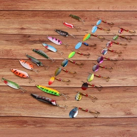Fishing Lures Kit for Trout - 30pcs/Box Fishing Spoons Spinners Spoon Lures for Pike Variety Kit Hard Metal Fishing Baits Colorful Fishing Lure for Pike Trout Salmon Walleye